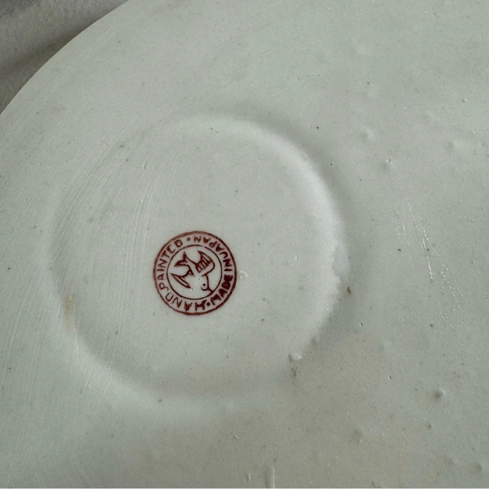 vintage Japanese porcelain plates SEIEI Co handpainted floral butterfly 5pc